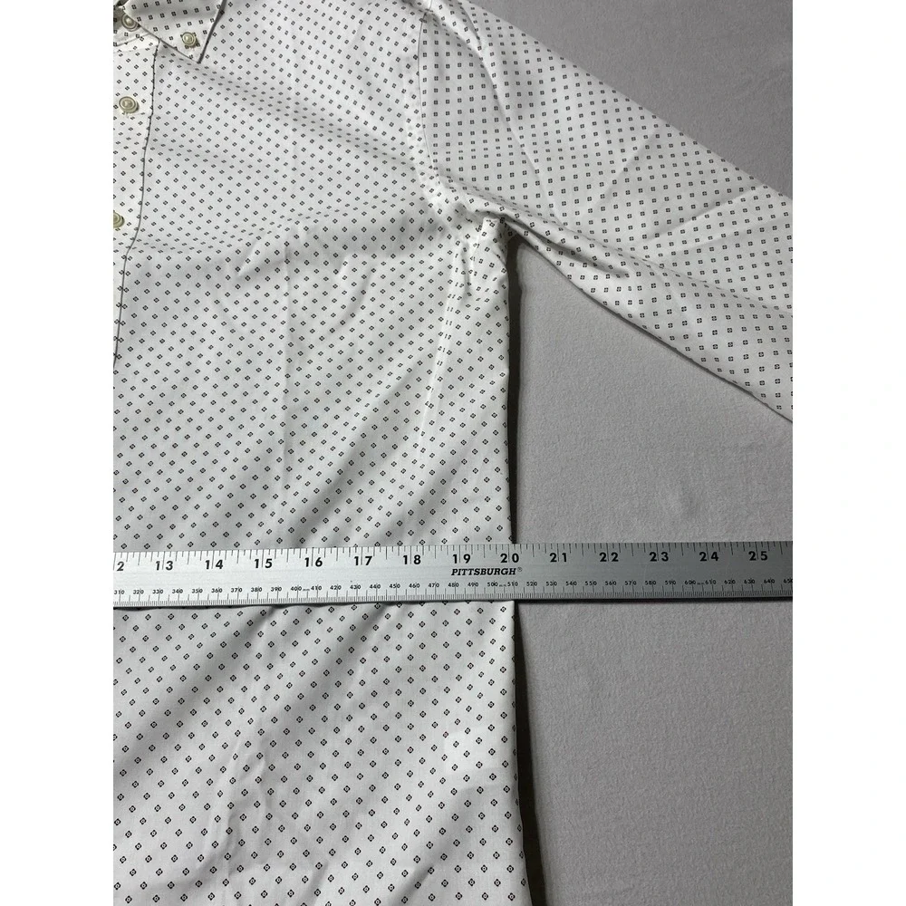 Banana Republic Slim Fit Non Iron Shirt Mens M 15-15.5 33-34 White Print